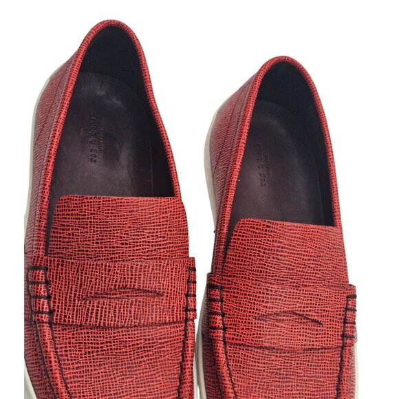 Women's - Rag & Bone Colby Red Leather Penny Loafers, Size 8 - Picture 3 of 13
